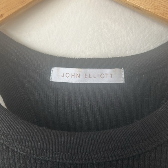 John Elliott racerback tank top sz 0 XS waffle knit raw hem made in USA black - Picture 2 of 8